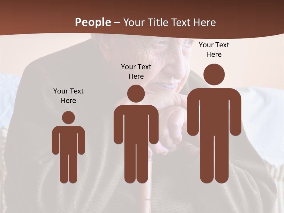 An Elderly Woman Sitting On A Couch With A Cane PowerPoint Template