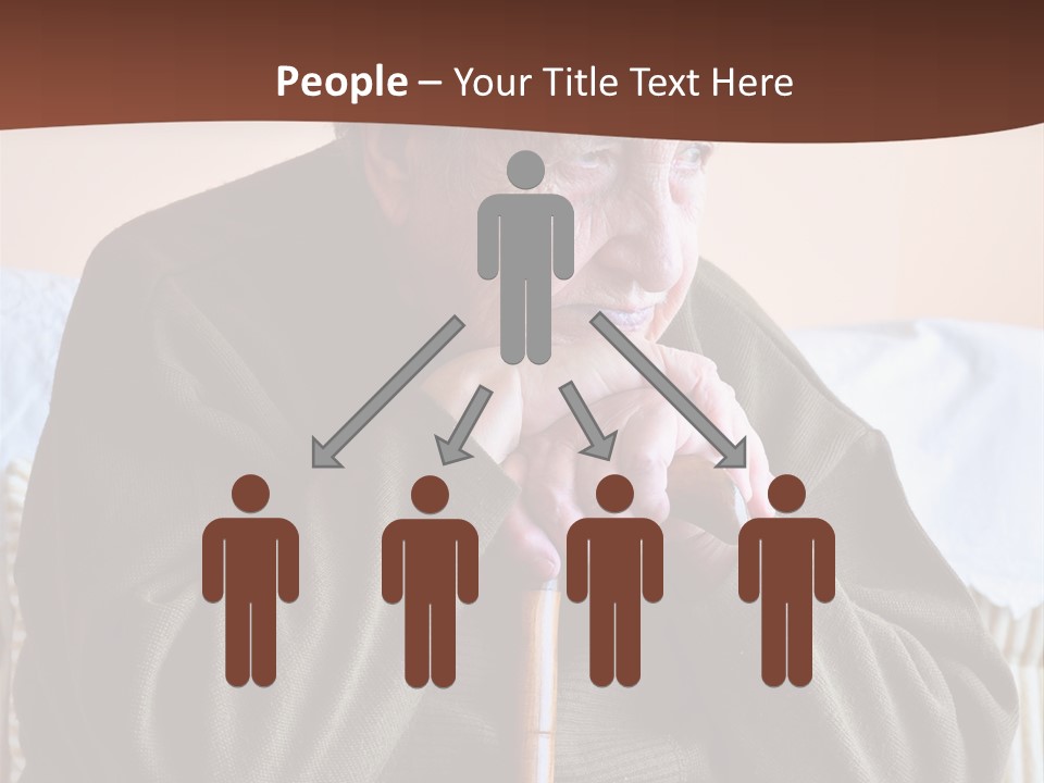 An Elderly Woman Sitting On A Couch With A Cane PowerPoint Template