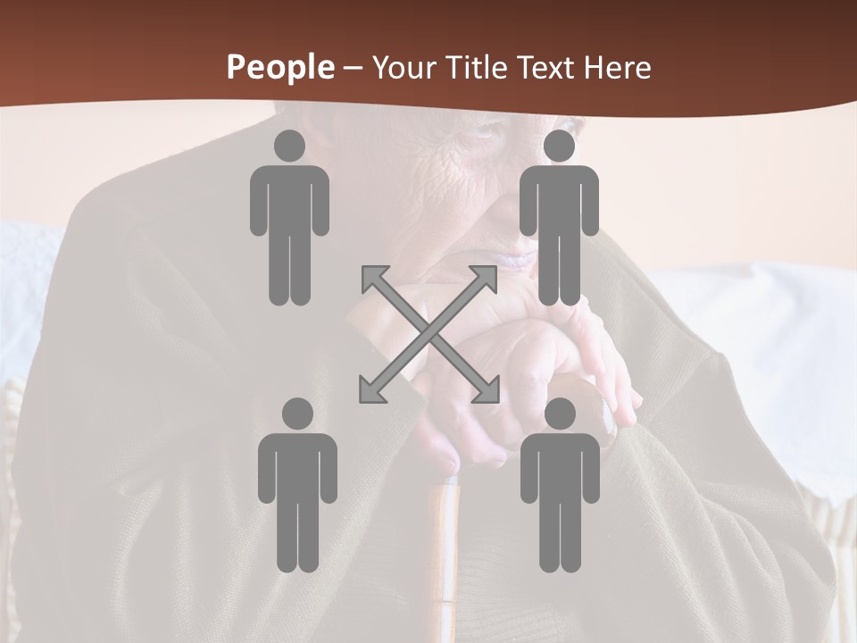 An Elderly Woman Sitting On A Couch With A Cane PowerPoint Template