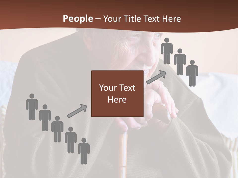 An Elderly Woman Sitting On A Couch With A Cane PowerPoint Template