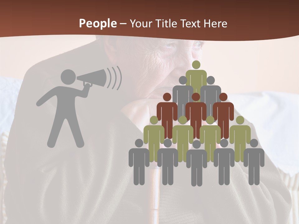 An Elderly Woman Sitting On A Couch With A Cane PowerPoint Template