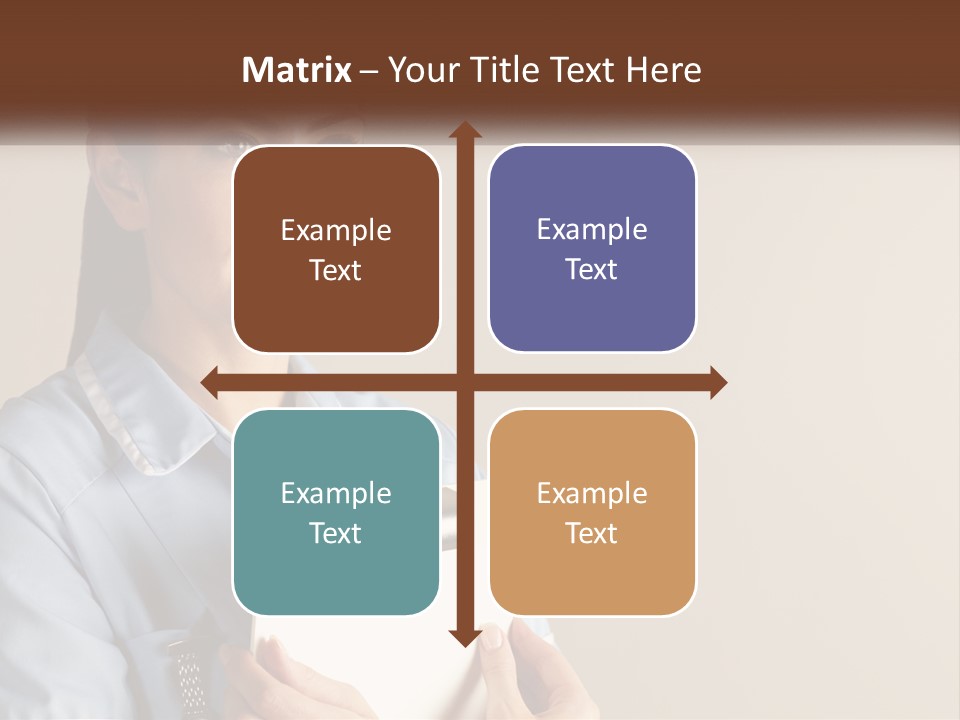 A Woman In A Blue Shirt Holding A Clipboard PowerPoint Template