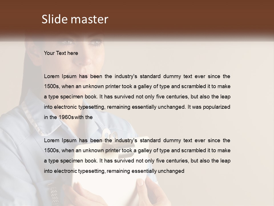 A Woman In A Blue Shirt Holding A Clipboard PowerPoint Template