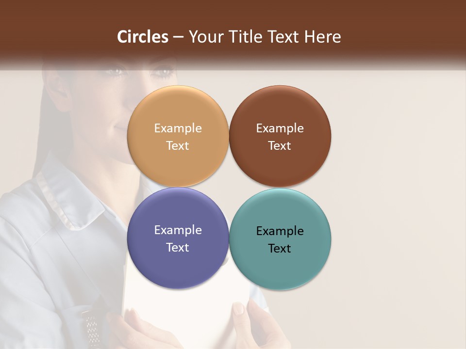 A Woman In A Blue Shirt Holding A Clipboard PowerPoint Template