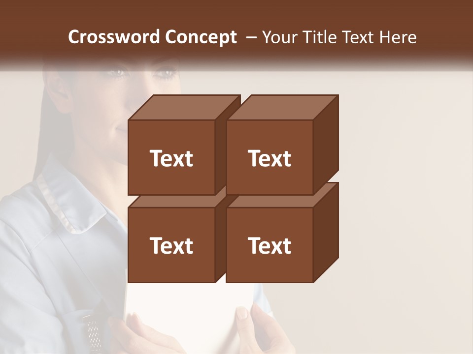 A Woman In A Blue Shirt Holding A Clipboard PowerPoint Template