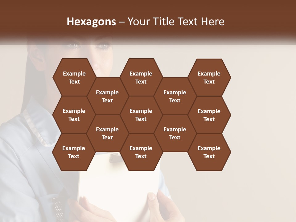 A Woman In A Blue Shirt Holding A Clipboard PowerPoint Template