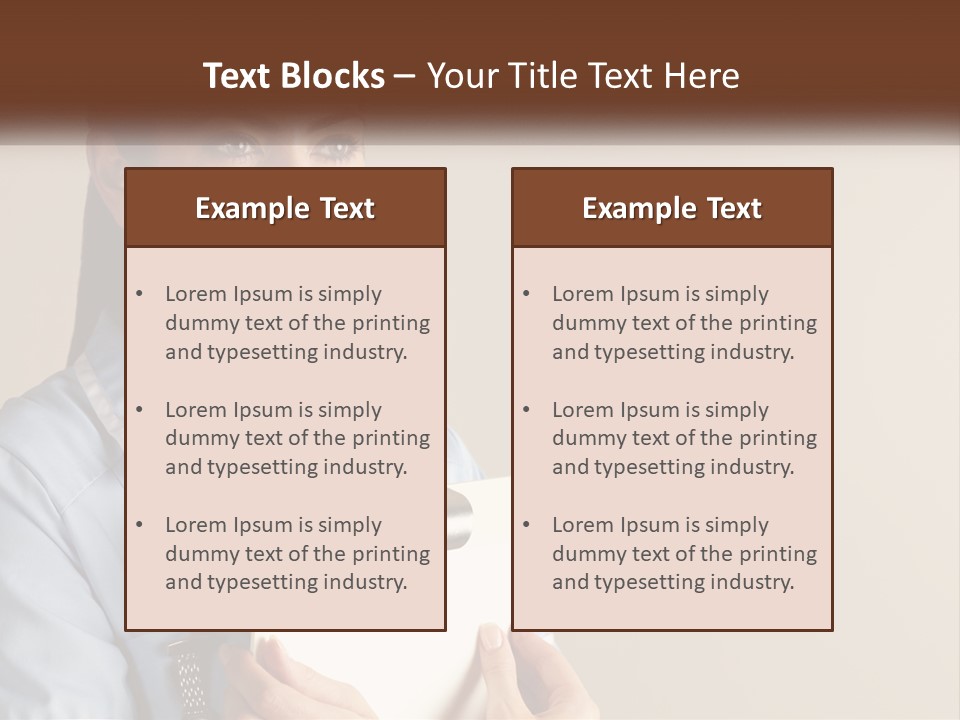 A Woman In A Blue Shirt Holding A Clipboard PowerPoint Template