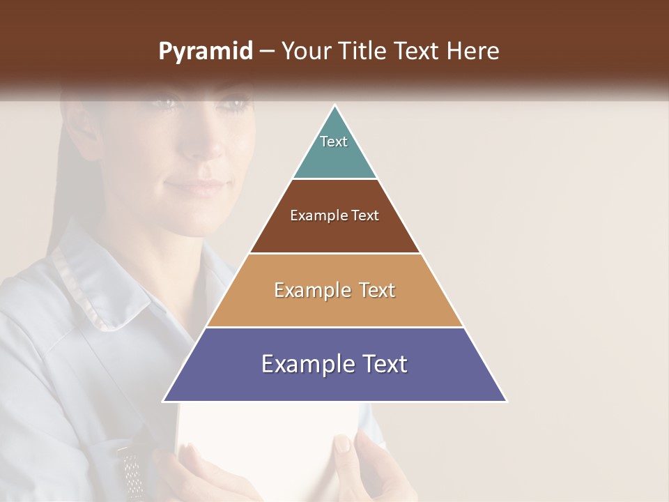 A Woman In A Blue Shirt Holding A Clipboard PowerPoint Template