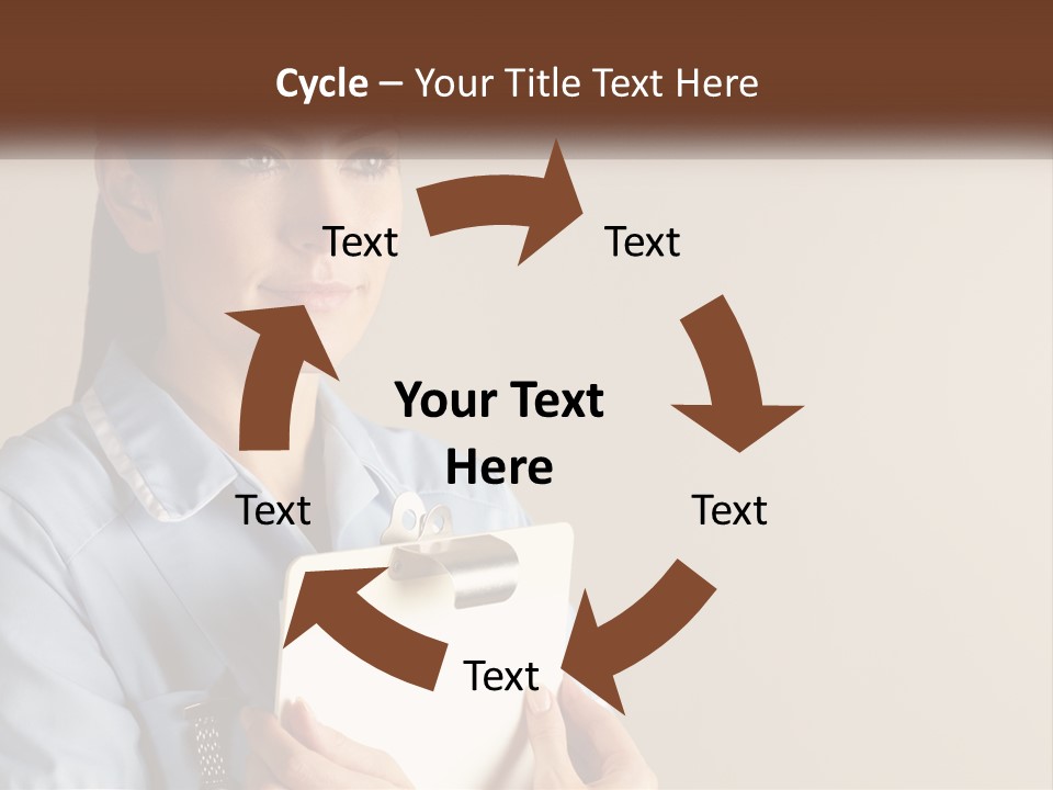 A Woman In A Blue Shirt Holding A Clipboard PowerPoint Template