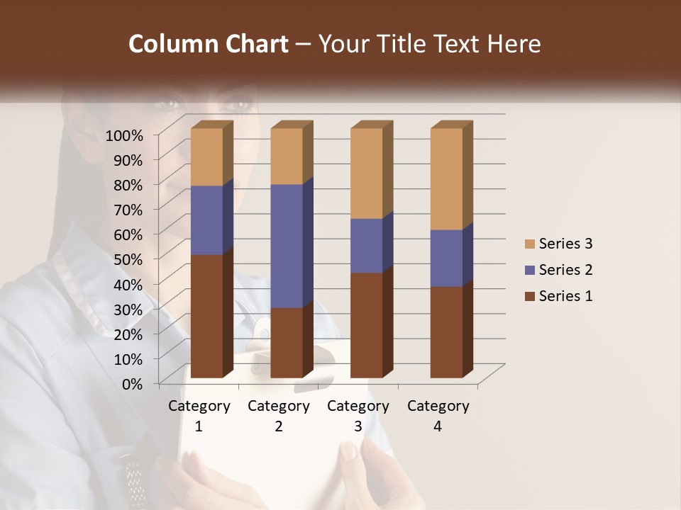 A Woman In A Blue Shirt Holding A Clipboard PowerPoint Template