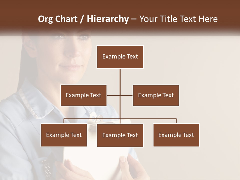 A Woman In A Blue Shirt Holding A Clipboard PowerPoint Template