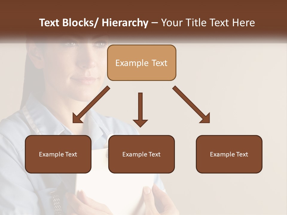 A Woman In A Blue Shirt Holding A Clipboard PowerPoint Template