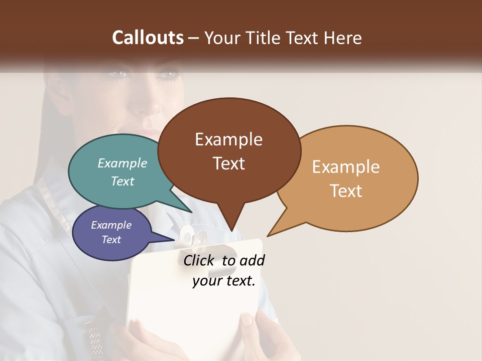 A Woman In A Blue Shirt Holding A Clipboard PowerPoint Template