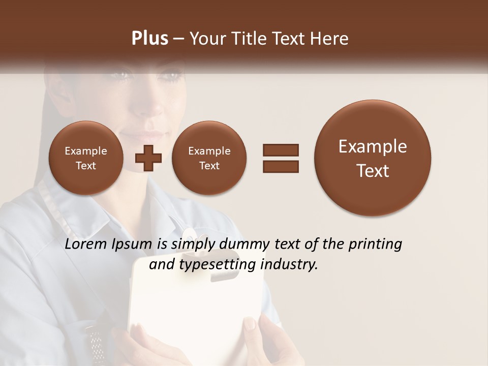 A Woman In A Blue Shirt Holding A Clipboard PowerPoint Template