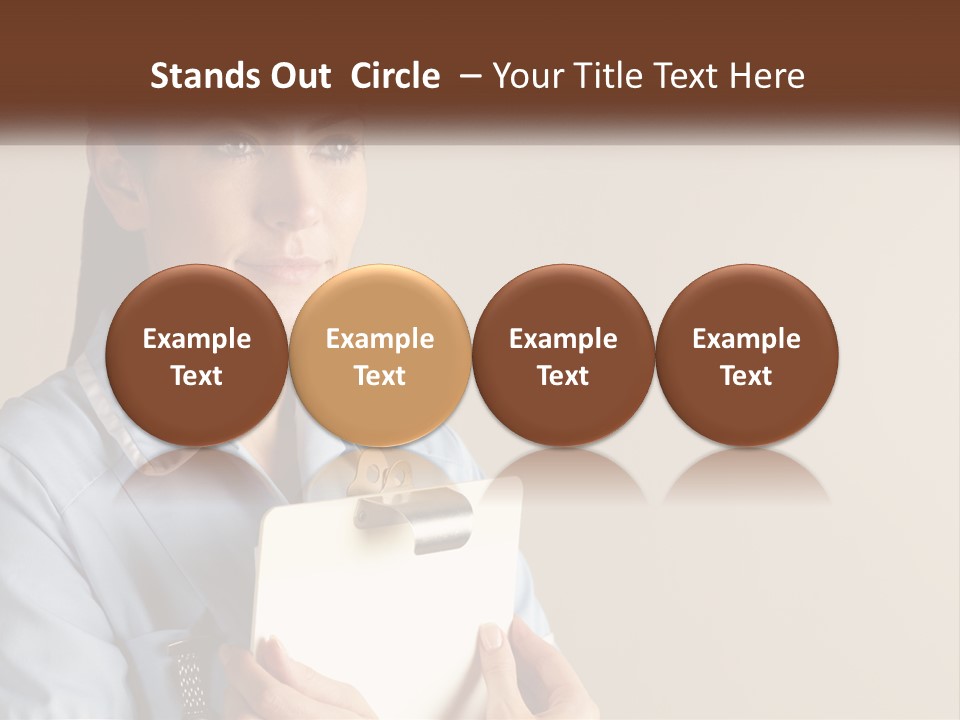 A Woman In A Blue Shirt Holding A Clipboard PowerPoint Template