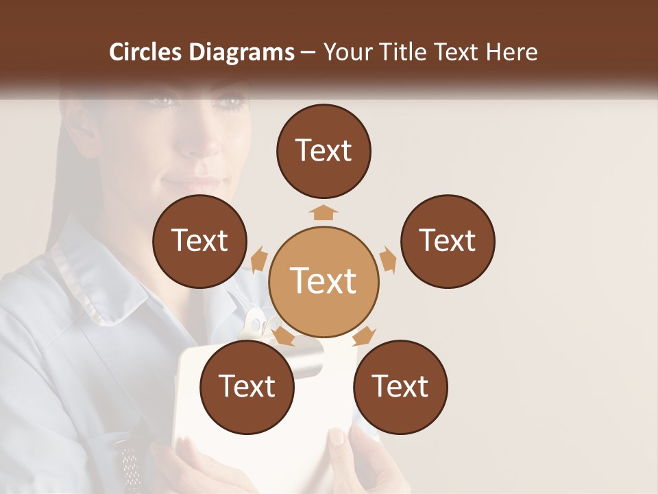 A Woman In A Blue Shirt Holding A Clipboard PowerPoint Template