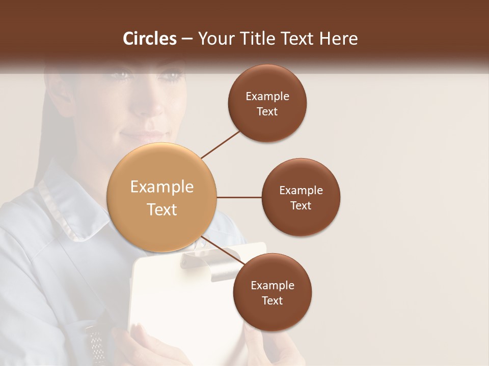 A Woman In A Blue Shirt Holding A Clipboard PowerPoint Template