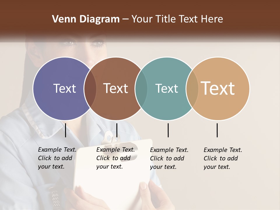 A Woman In A Blue Shirt Holding A Clipboard PowerPoint Template