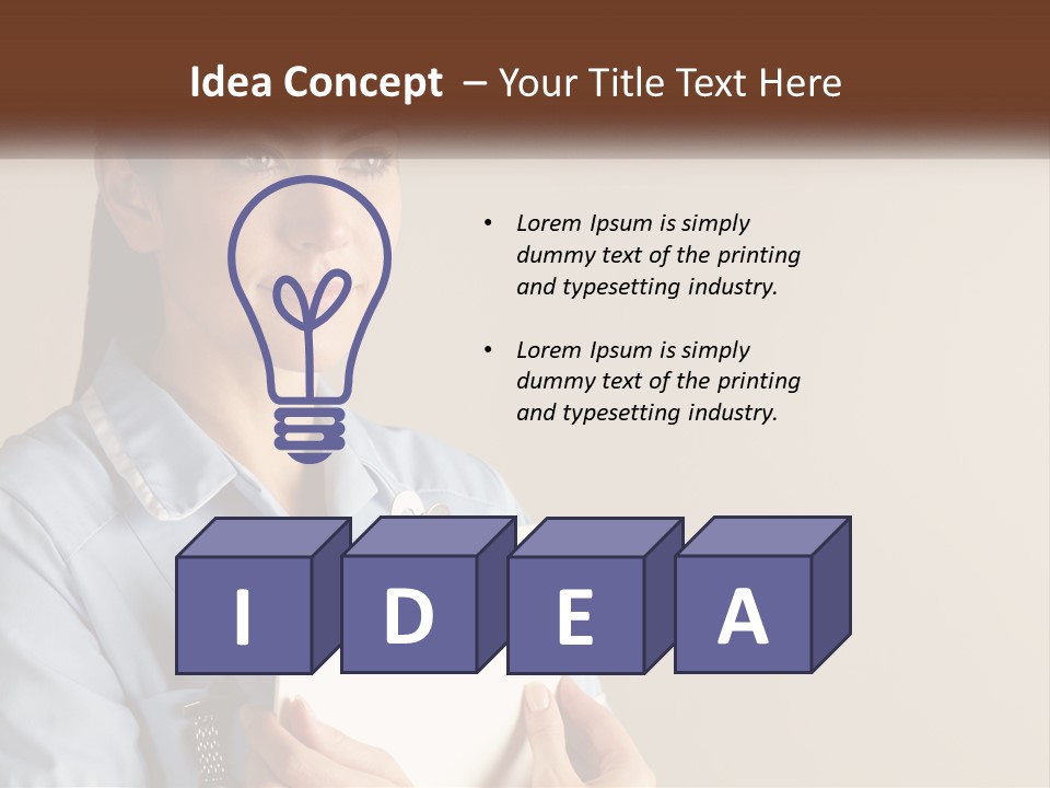 A Woman In A Blue Shirt Holding A Clipboard PowerPoint Template