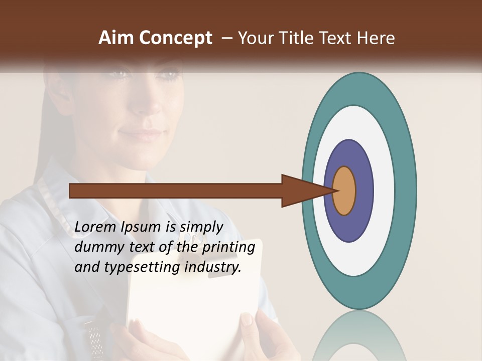 A Woman In A Blue Shirt Holding A Clipboard PowerPoint Template