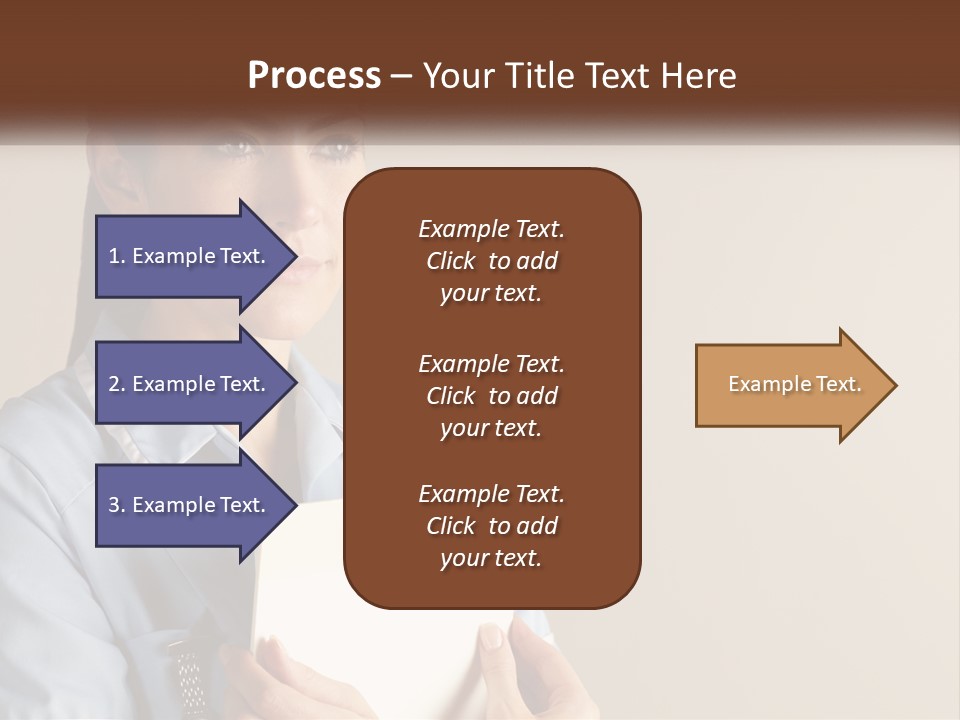 A Woman In A Blue Shirt Holding A Clipboard PowerPoint Template
