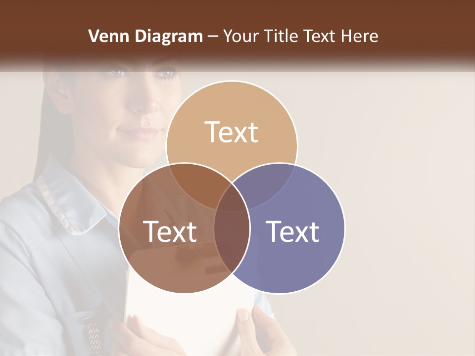 A Woman In A Blue Shirt Holding A Clipboard PowerPoint Template