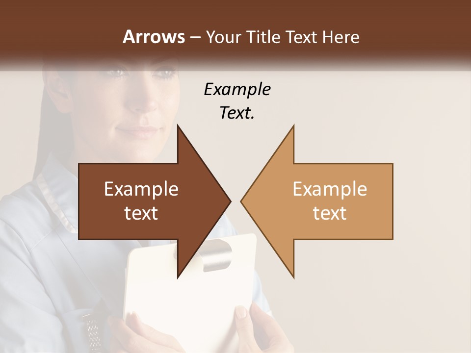 A Woman In A Blue Shirt Holding A Clipboard PowerPoint Template