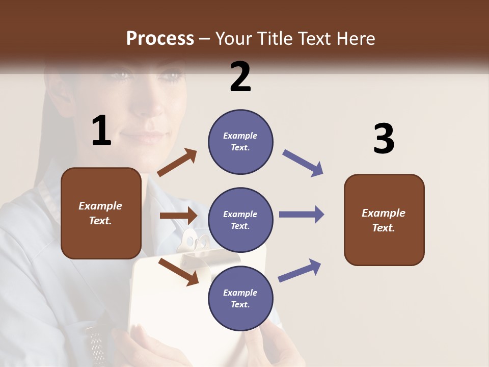 A Woman In A Blue Shirt Holding A Clipboard PowerPoint Template