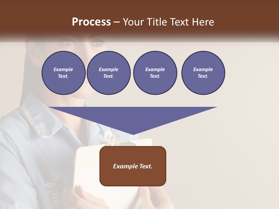 A Woman In A Blue Shirt Holding A Clipboard PowerPoint Template