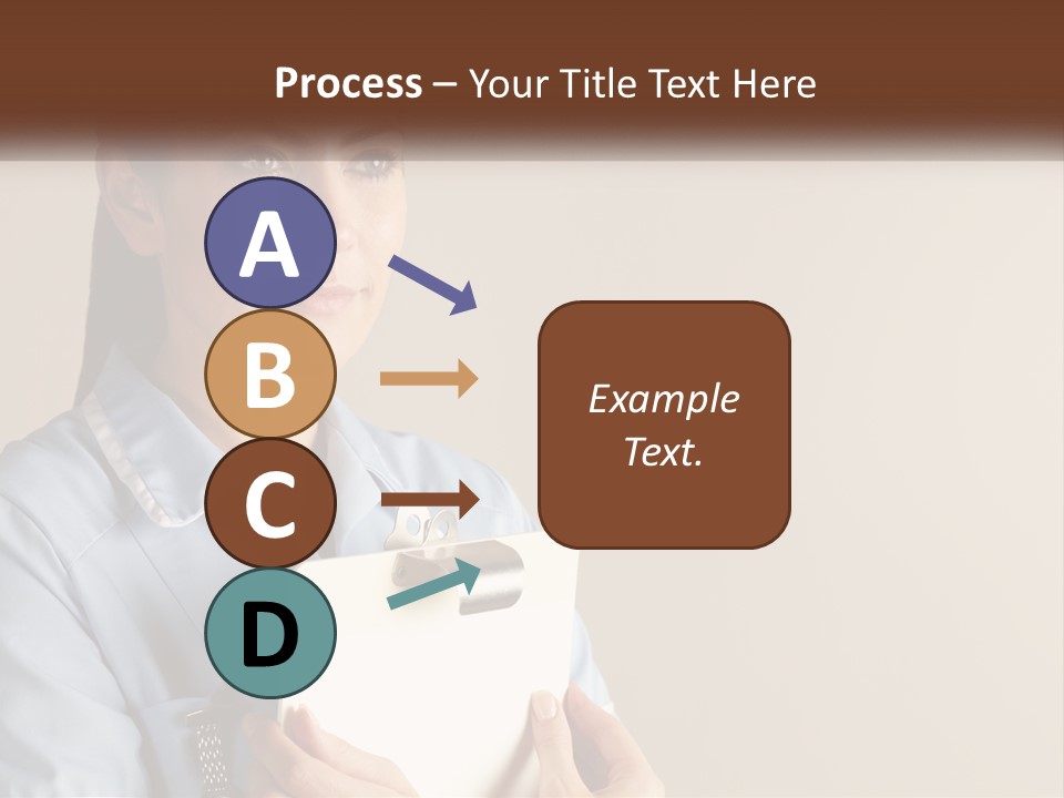 A Woman In A Blue Shirt Holding A Clipboard PowerPoint Template