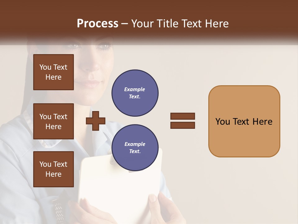 A Woman In A Blue Shirt Holding A Clipboard PowerPoint Template