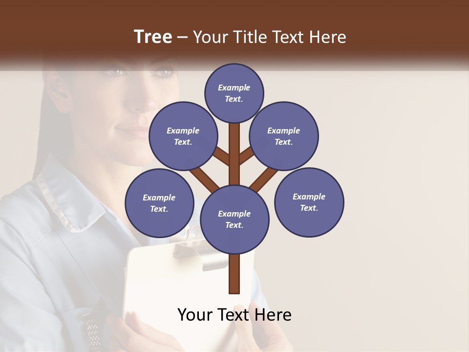 A Woman In A Blue Shirt Holding A Clipboard PowerPoint Template