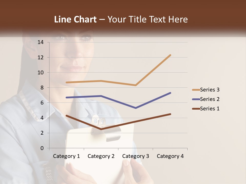 A Woman In A Blue Shirt Holding A Clipboard PowerPoint Template