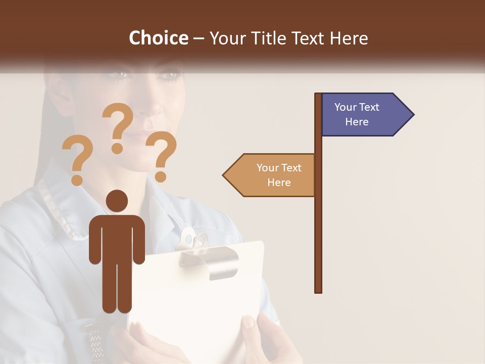 A Woman In A Blue Shirt Holding A Clipboard PowerPoint Template