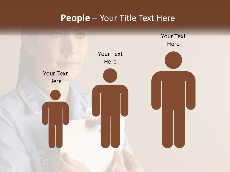 A Woman In A Blue Shirt Holding A Clipboard PowerPoint Template