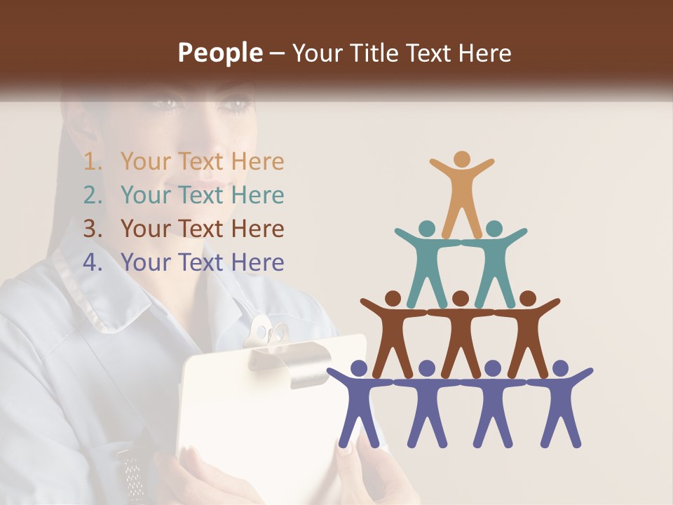 A Woman In A Blue Shirt Holding A Clipboard PowerPoint Template