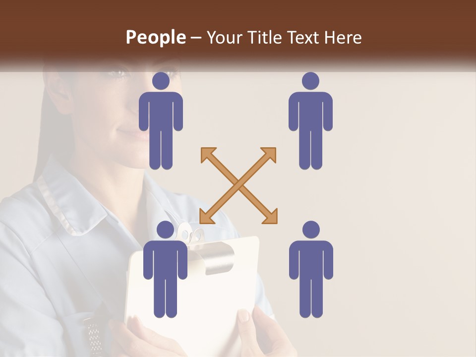 A Woman In A Blue Shirt Holding A Clipboard PowerPoint Template