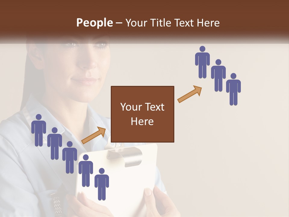 A Woman In A Blue Shirt Holding A Clipboard PowerPoint Template