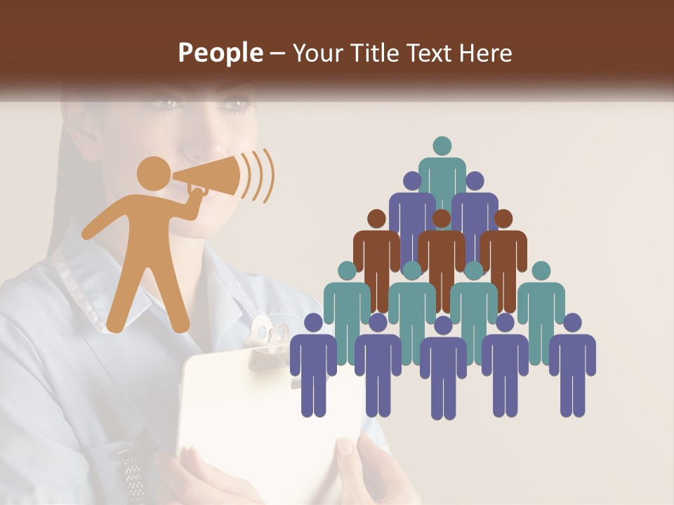 A Woman In A Blue Shirt Holding A Clipboard PowerPoint Template