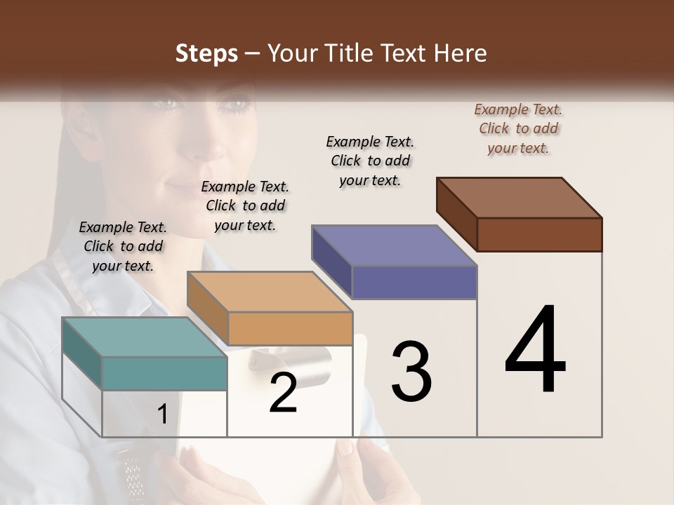 A Woman In A Blue Shirt Holding A Clipboard PowerPoint Template