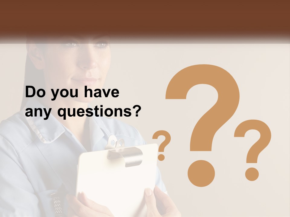 A Woman In A Blue Shirt Holding A Clipboard PowerPoint Template