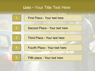 A Man Is Washing A Car With A Hose PowerPoint Template