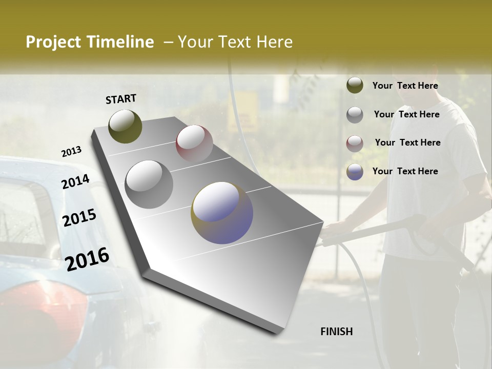 A Man Is Washing A Car With A Hose PowerPoint Template