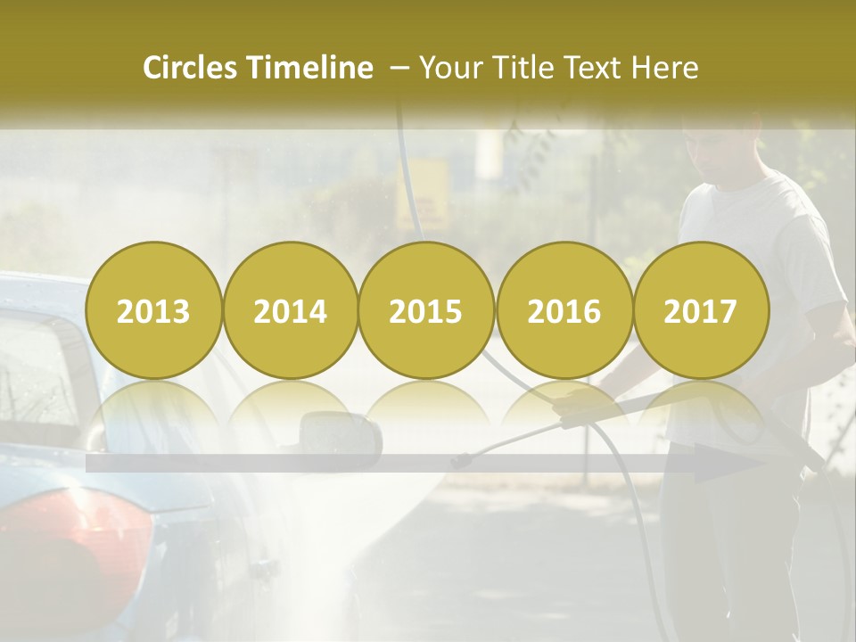 A Man Is Washing A Car With A Hose PowerPoint Template