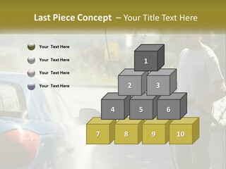 A Man Is Washing A Car With A Hose PowerPoint Template