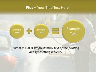 A Man Is Washing A Car With A Hose PowerPoint Template