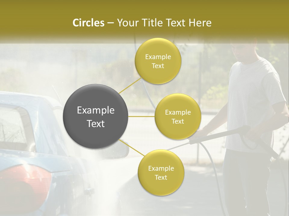 A Man Is Washing A Car With A Hose PowerPoint Template