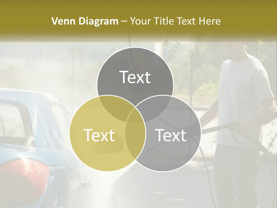 A Man Is Washing A Car With A Hose PowerPoint Template