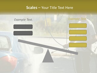 A Man Is Washing A Car With A Hose PowerPoint Template