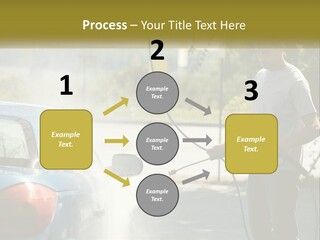 A Man Is Washing A Car With A Hose PowerPoint Template